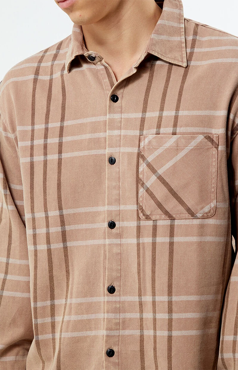 Pacsun Brown Washed Cropped Flannel Shirt