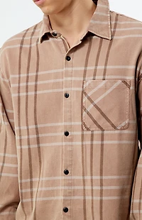 Pacsun Brown Washed Cropped Flannel Shirt