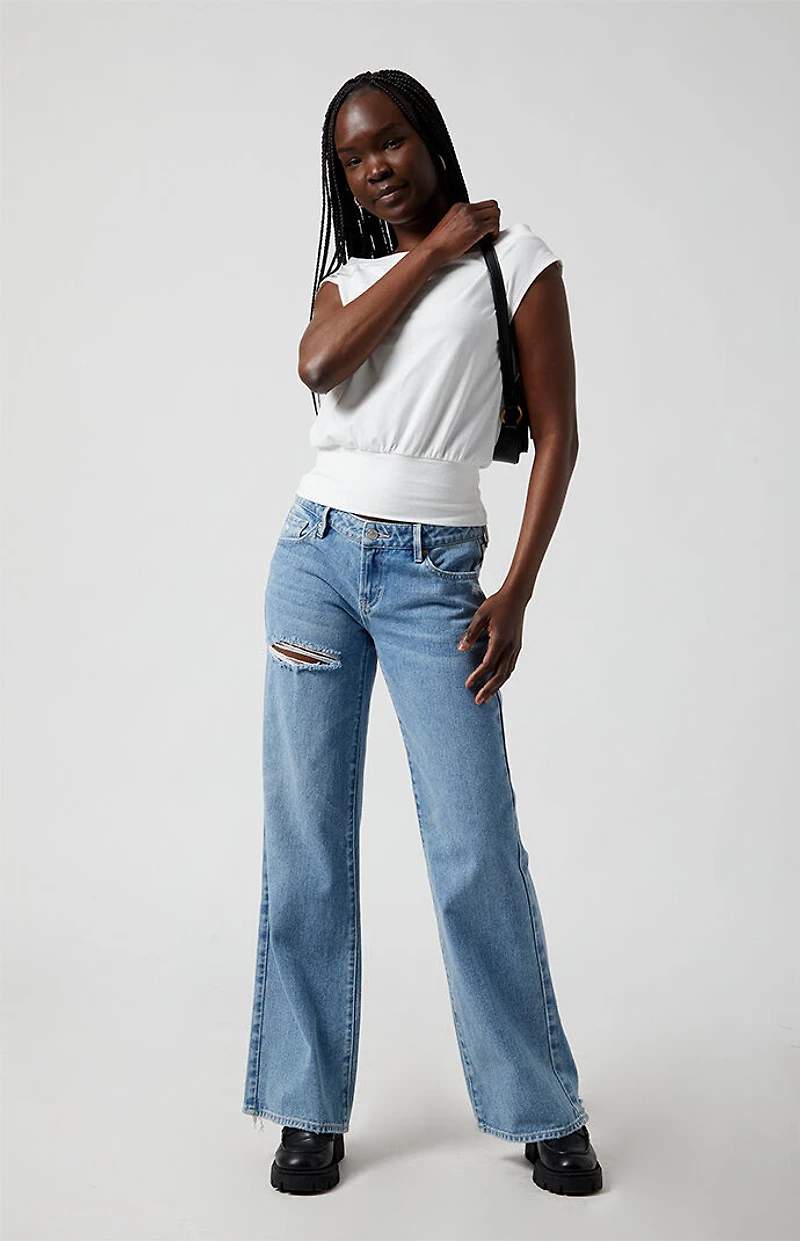 Pacsun Zoe Low Rise Girlfriend Jeans Ripped Medium Indigo