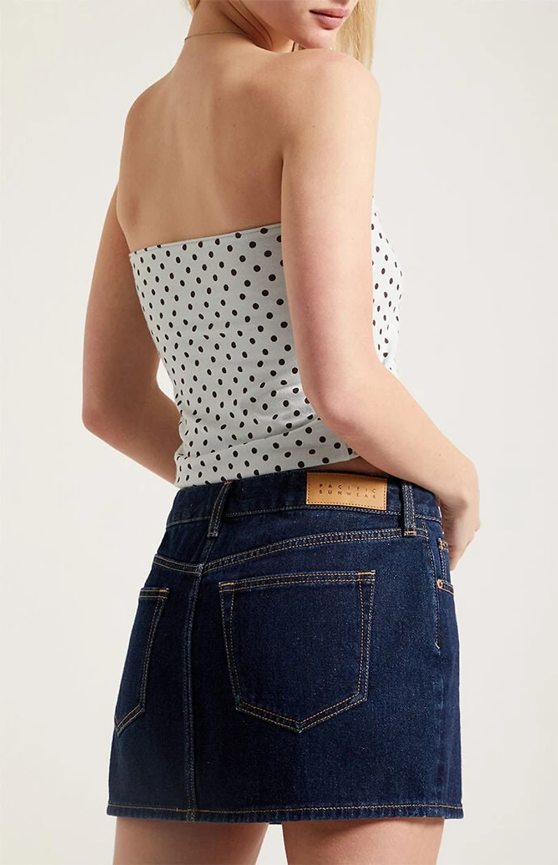 Pacsun Bella Dark Blue Mid Rise Denim Mini Skirt