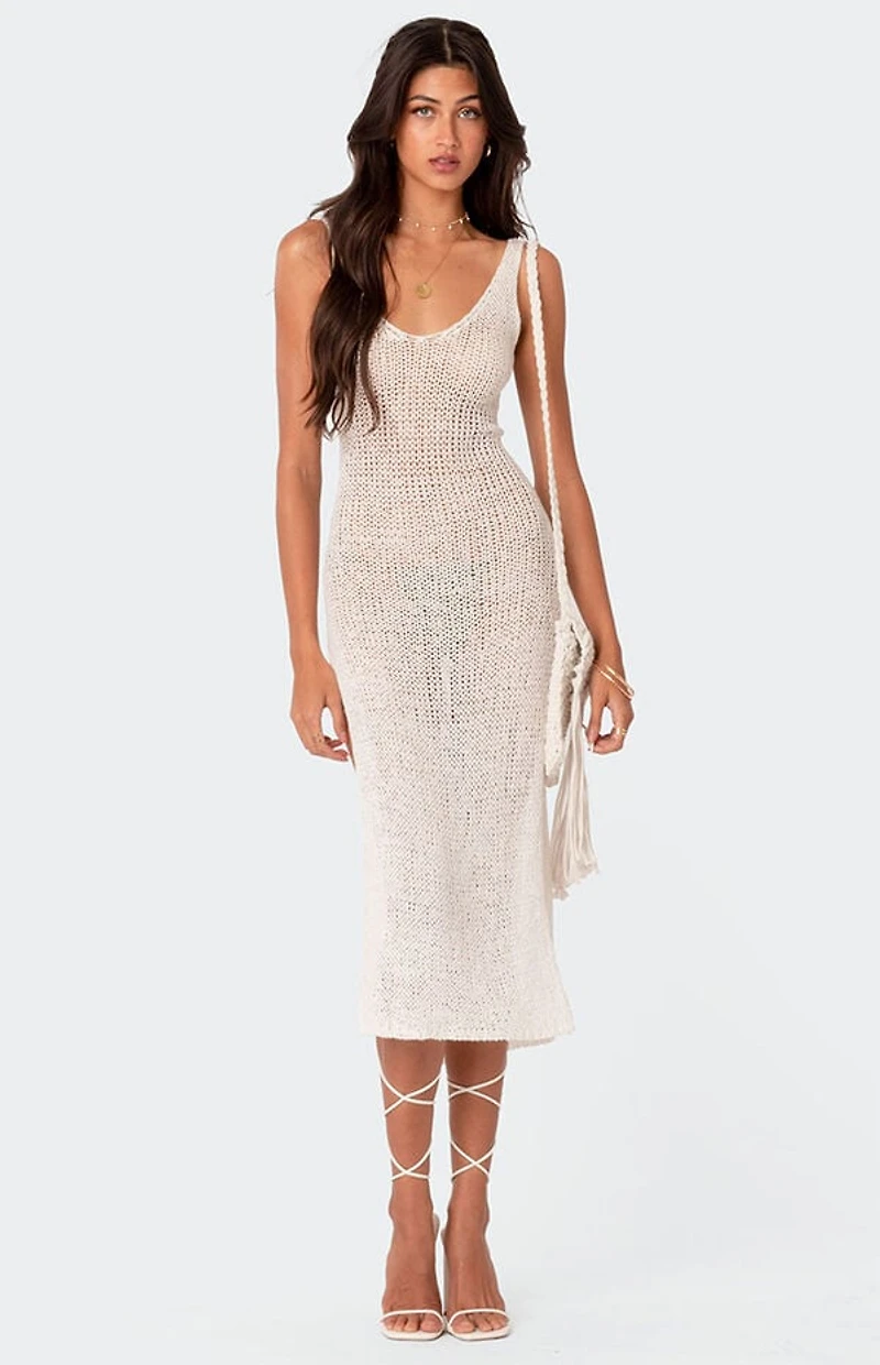 Edikted Nevea Open-Back Knitted Midi Dress