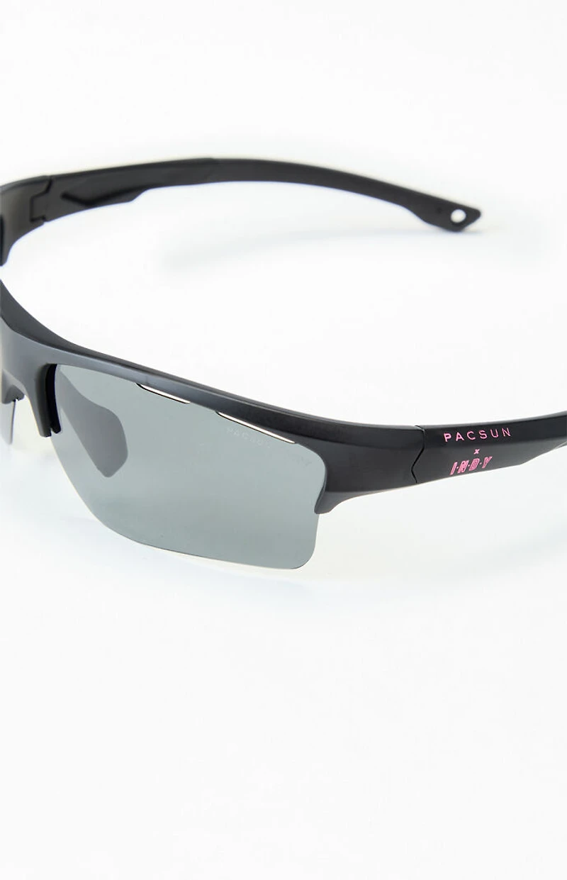 INDY Sunglasses x Pacsun Black Classic Sport Shield Sunglasses