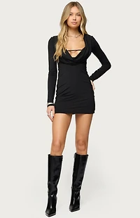 Edikted Nairobie Cowl Neck Mini Dress