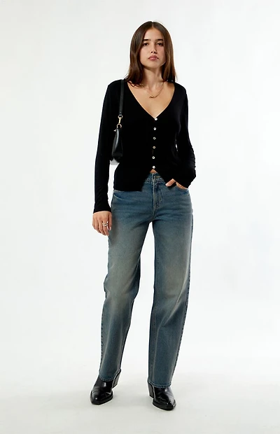 Pacsun Jordyn Low Rise Straight Leg Jeans Dark Blue