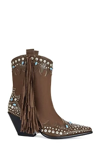 AZALEA WANG Women's Brown Anorak Block Heel Booties
