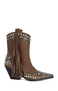 AZALEA WANG Women's Brown Anorak Block Heel Booties