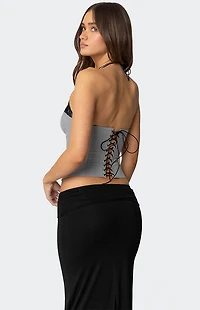 Edikted Jara Layered Lace Halter Corset