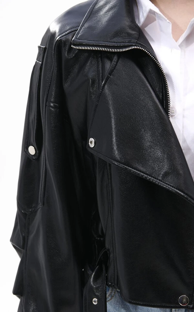 AZALEA WANG Papoose Butter Faux Leather Jacket