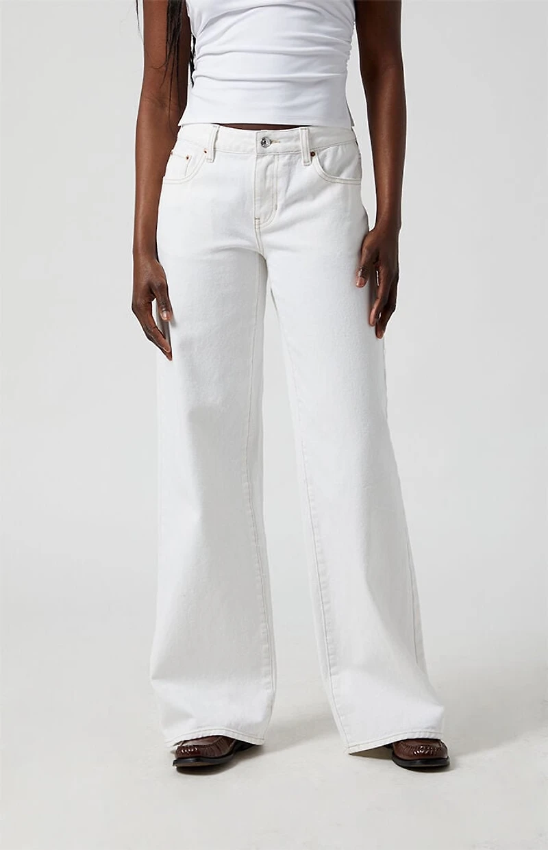 Pacsun Casey Low Rise Baggy Jeans Leopard LA & Heart Patch