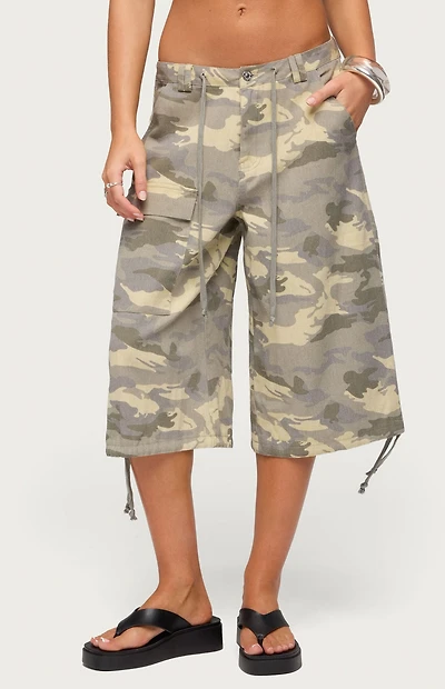 Edikted Camo Cargo Bermuda Shorts