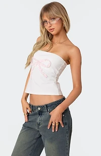 Edikted Lace Bow Built Bra Tub Tube Top