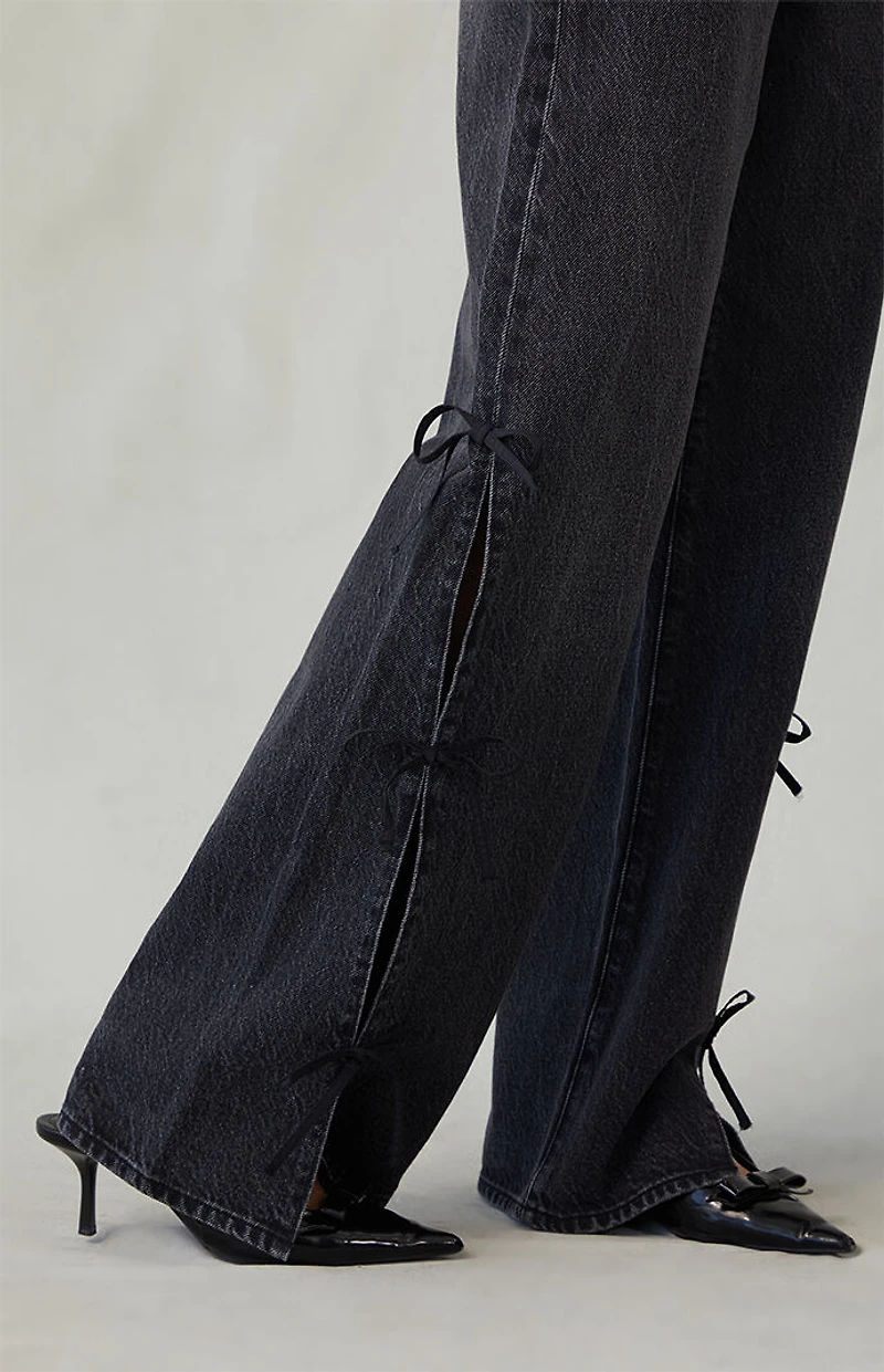 Pacsun Casey Low Rise Baggy Jeans Bow Ties Black