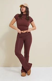 PAC 1980 WHISPER Active Brown Crossover Flare Yoga Pants