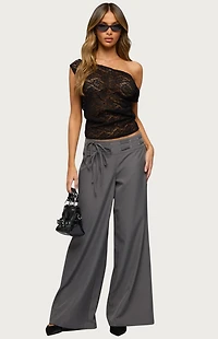 Edikted Kessa Sheer Lace Off Shoulder Top