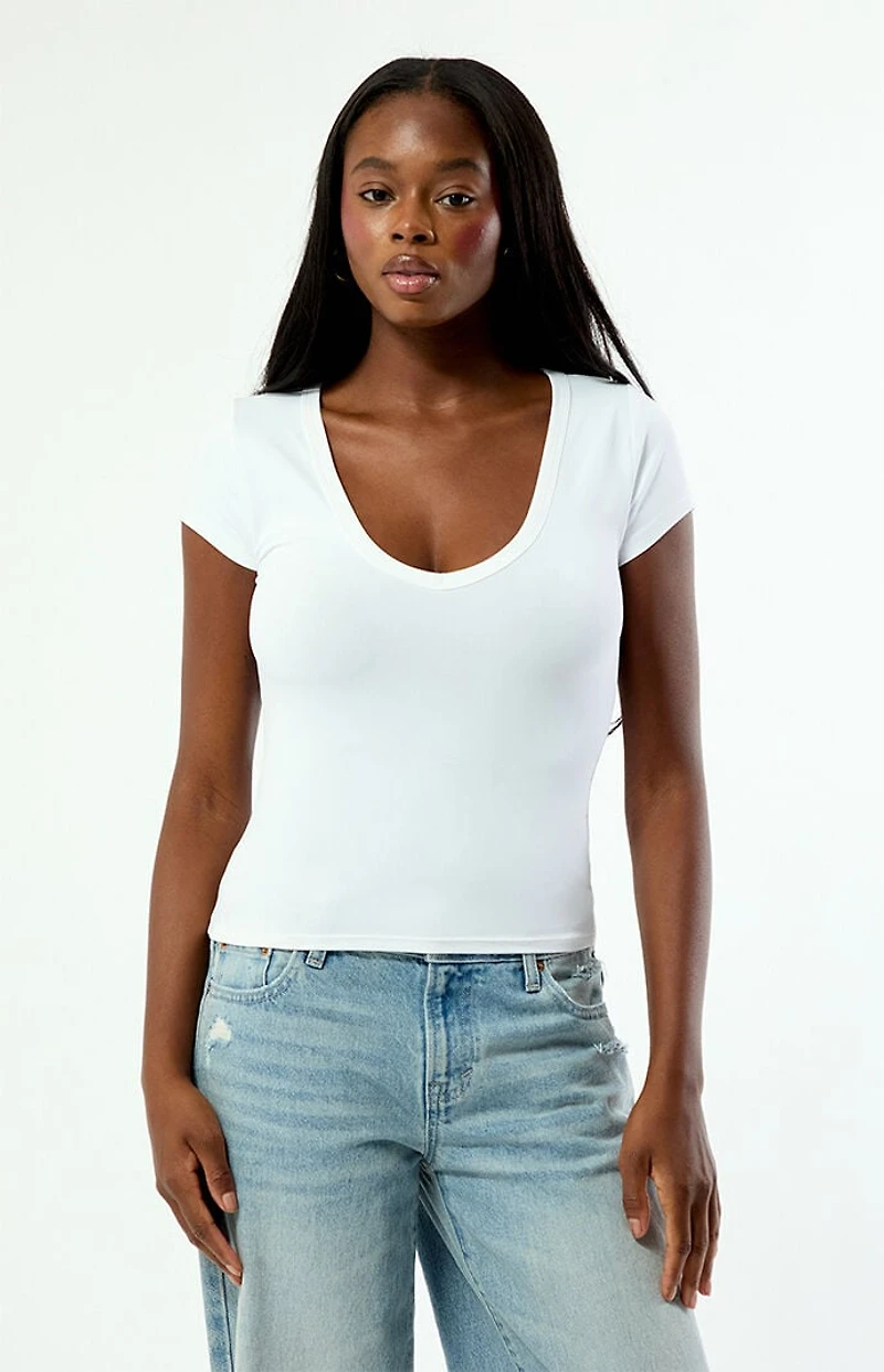 Your Favorite Lucy Deep V Short Sleeve Top