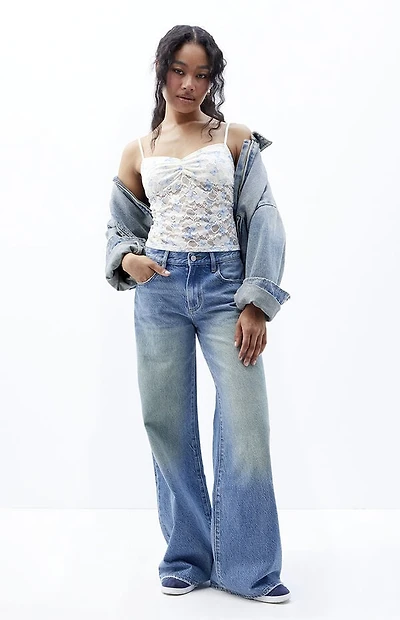 Pacsun Lena Low Rise Super Baggy Jeans Ripped Medium Indigo