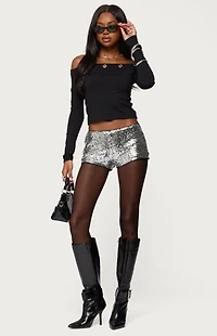 Edikted Shauna Sequin Micro Shorts