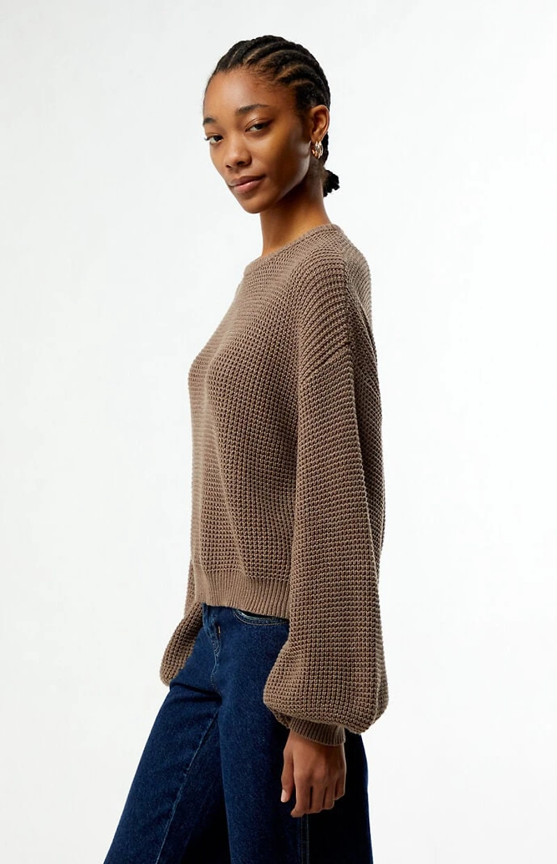 Rhythm Taupe Classic Knit Crew Neck Sweater