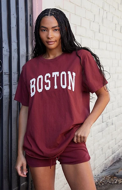 John Galt Burgundy Penelope Boston Oversized T-Shirt
