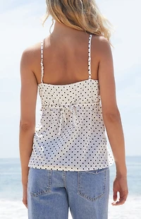 John Galt White Edith Polka Dot Tank Top
