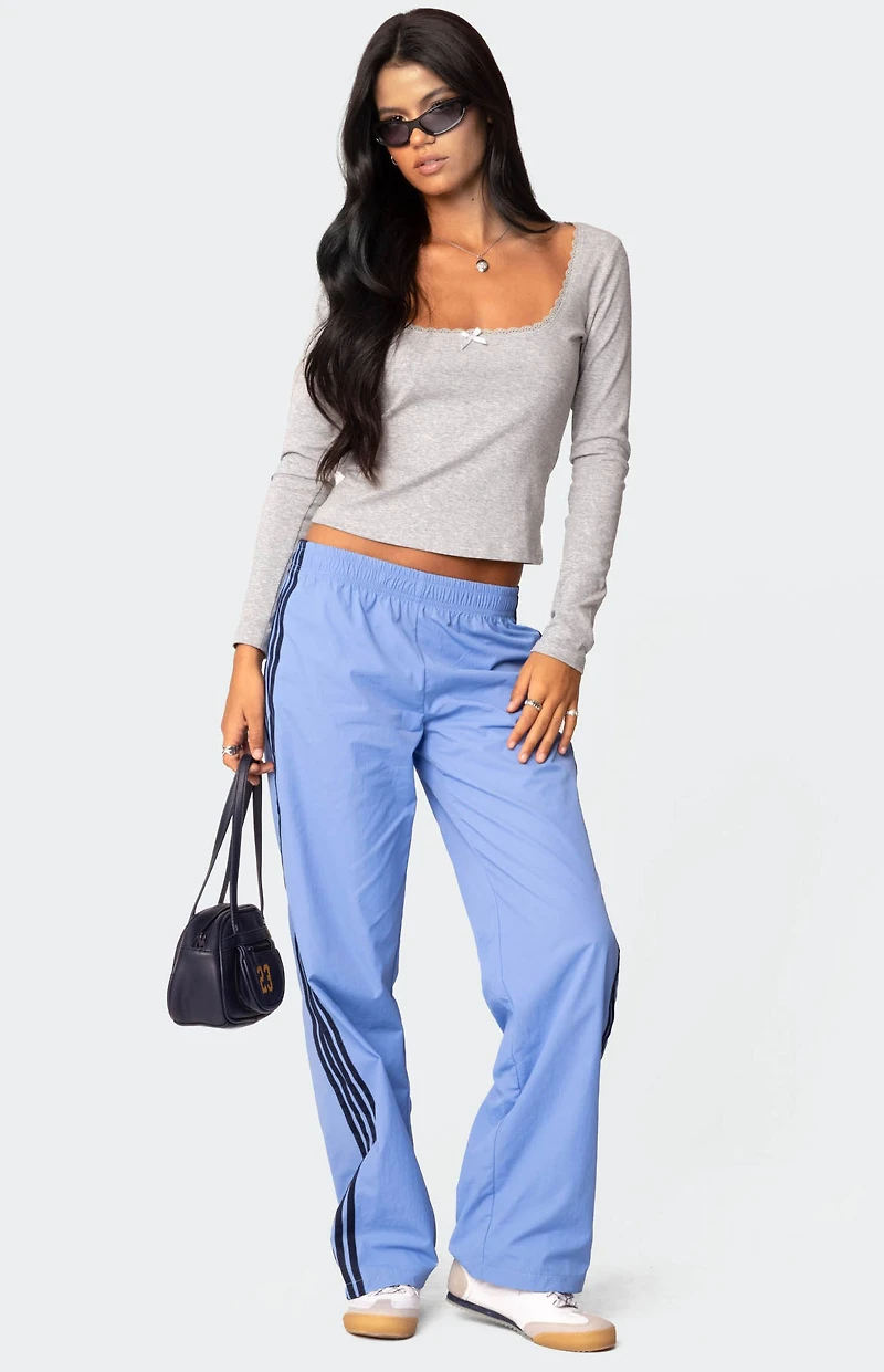 Edikted Mora Lace Trim Ribbed T-Shirt