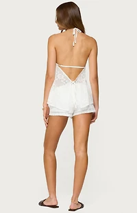 Edikted Arlie Floral Texured Sheer Halter Top