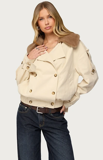 Edikted Detachable Faux Fur Trench Coat