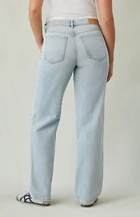 Pacsun Jordyn Low Rise Straight Leg Jeans Ripped Light Indigo