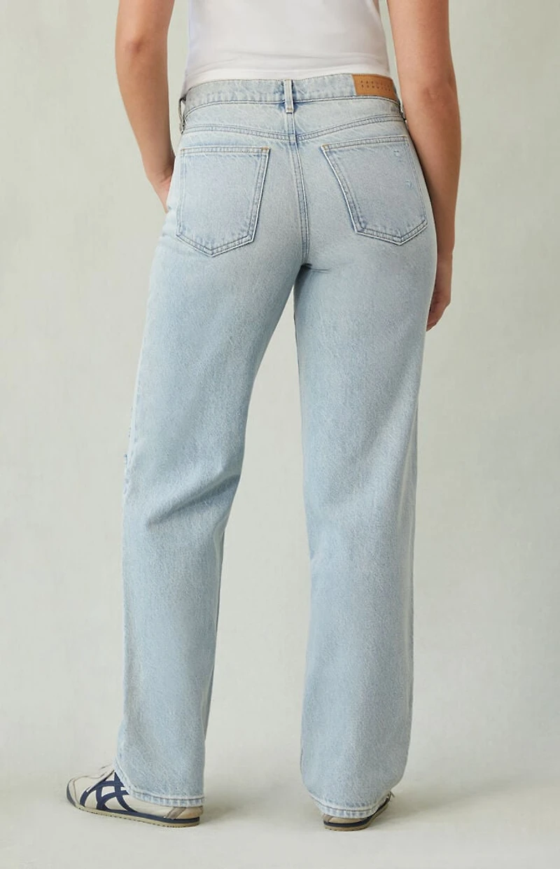 Pacsun Jordyn Low Rise Straight Leg Jeans Ripped Light Indigo