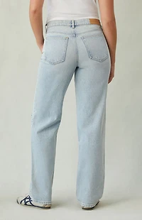 Pacsun Jordyn Low Rise Straight Leg Jeans Ripped Light Indigo