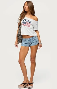Edikted USA Babe Off-The-Shoulder T-Shirt