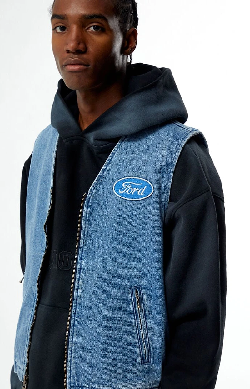 FORD Denim Zip Up Vest