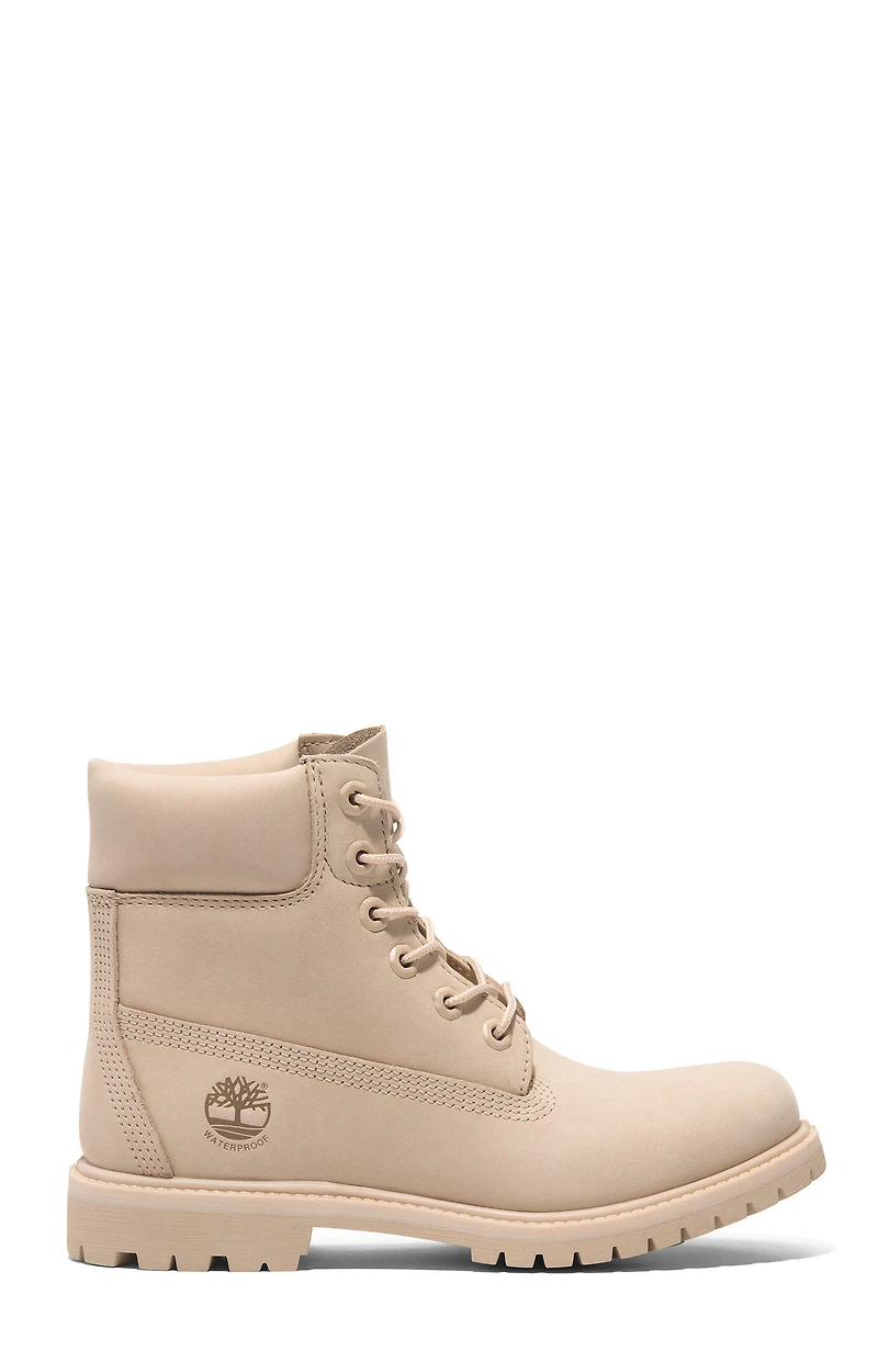 Timberland Women's Beige Premium 6inch Waterproof Lace-Up Boots
