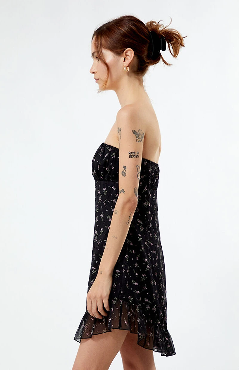 LA Hearts Floral Mesh Mini Dress