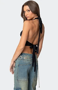 Edikted Open Back Triangle Halter Top
