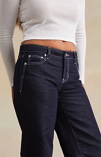 RARE DNM EDIT Dark Blue Metallic Contrast Stitch Low Rise Baggy Jeans