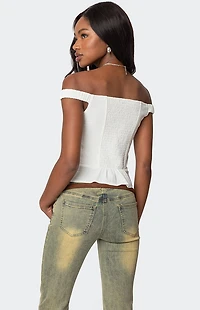 Edikted Ali Linen Look Off Shoulder Top