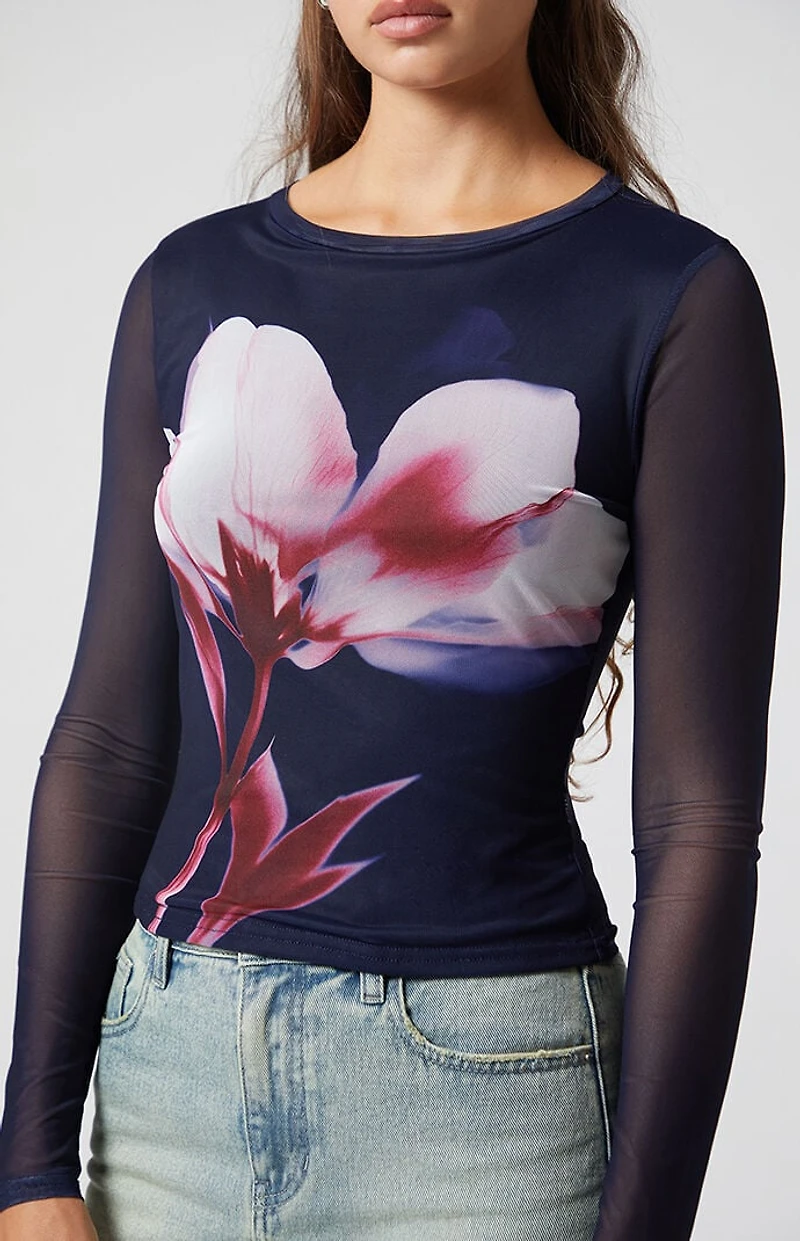 Third Charm Gemma Mesh Long Sleeve Top