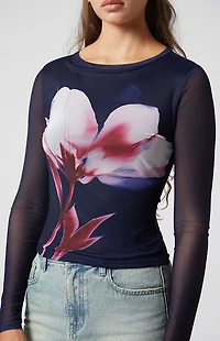 Third Charm Gemma Mesh Long Sleeve Top