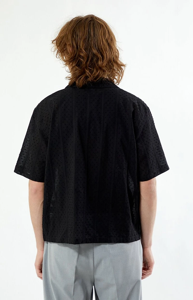 Pacsun Black Pointelle Oversized Camp Shirt