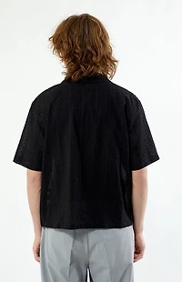 Pacsun Black Pointelle Oversized Camp Shirt