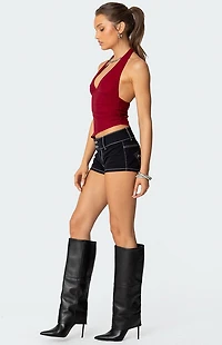 Edikted Rhett Asymmetric Hem Halter Top