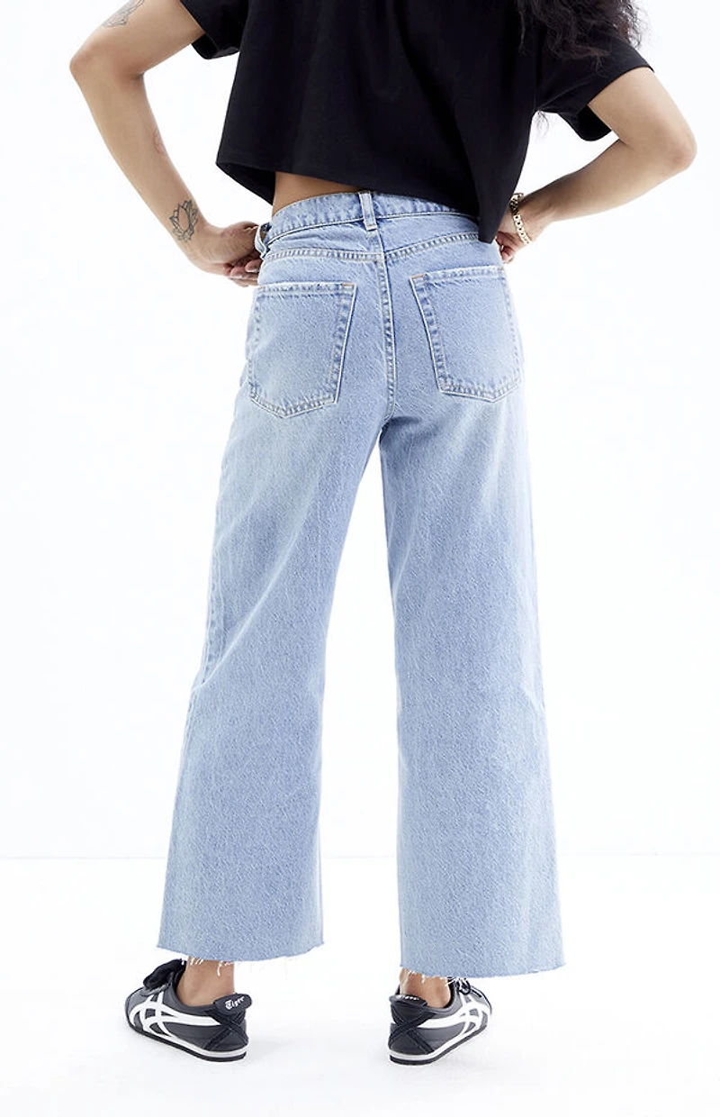 Pacsun Nora Light Indigo Ripped Cropped Wide Leg Jeans