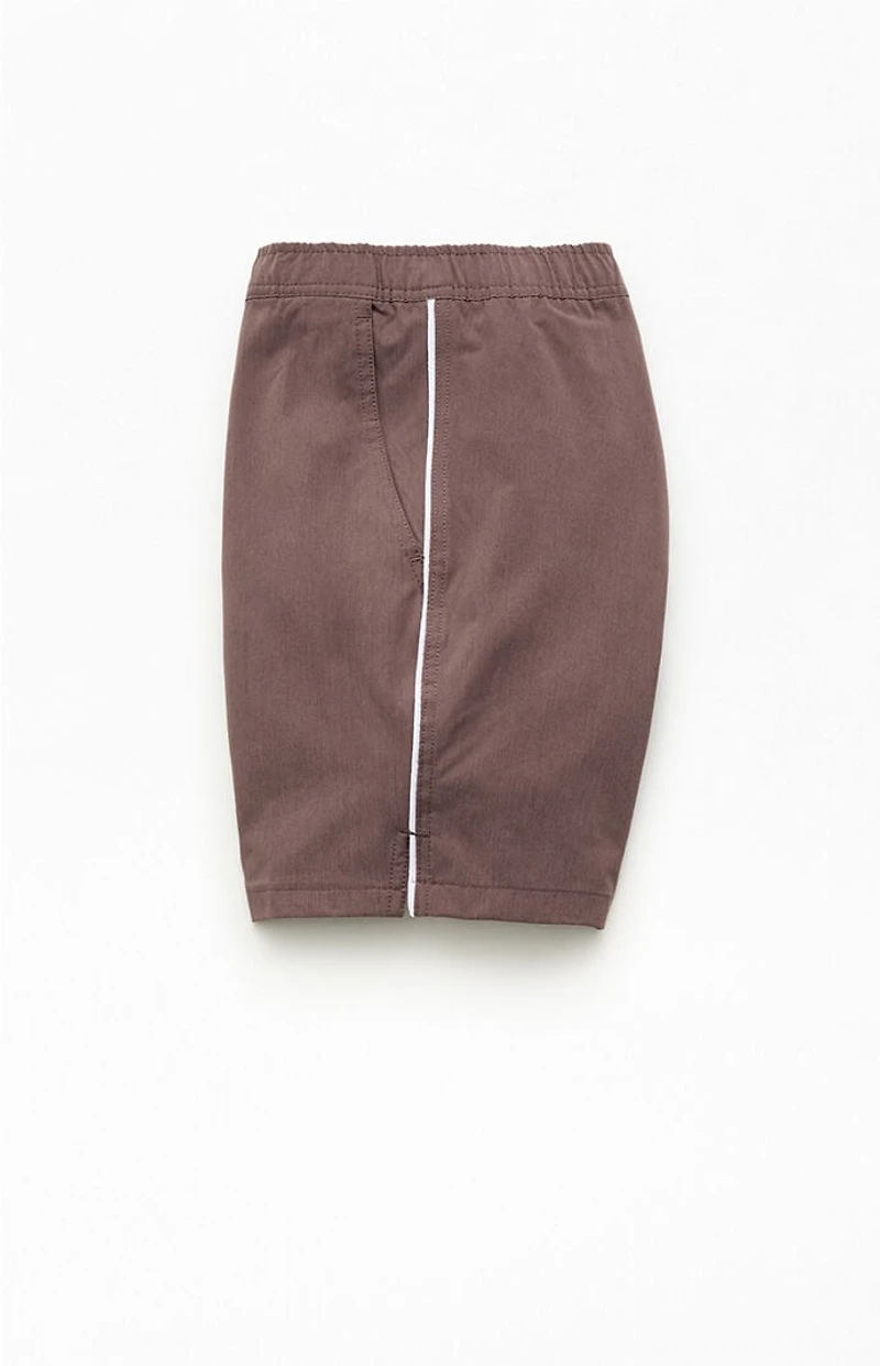 Pacsun Brown Stretch Chambray 6" Swim Trunks