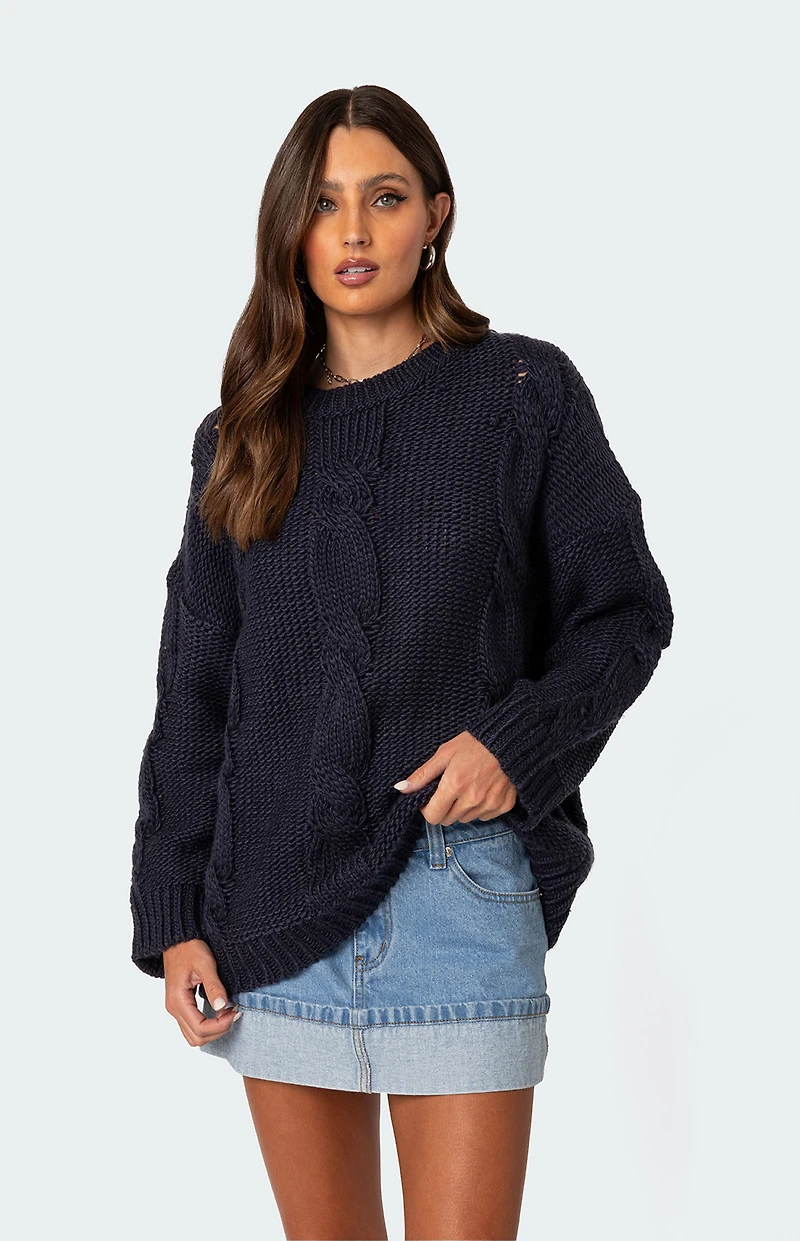 Edikted Alene Oversized Cable Knit Sweater