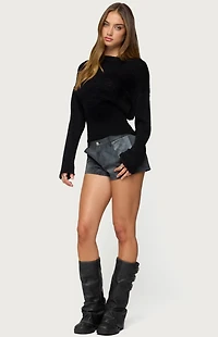 Edikted Rhiley Contrast Faux Suede Micro Shorts