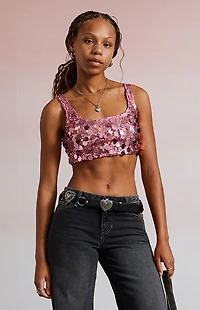Third Charm Tatianna Sequin Micro Tank Top