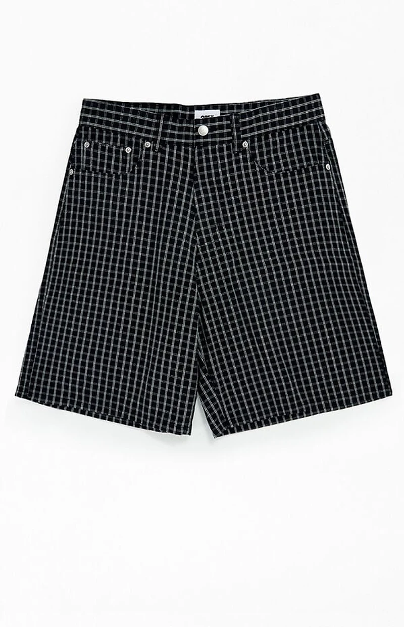 Obey Plaid Baggy Denim Shorts