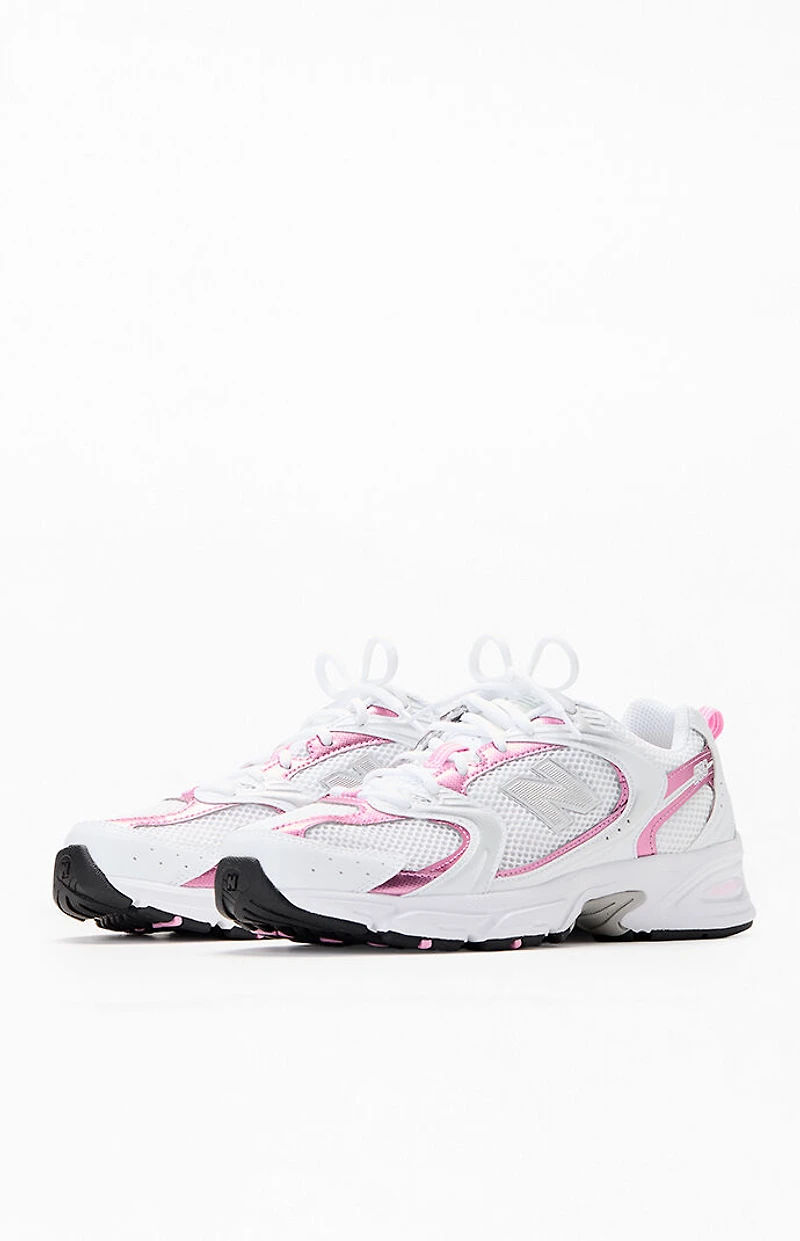 New Balance White & Pink 530 Sneakers