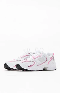 New Balance White & Pink 530 Sneakers